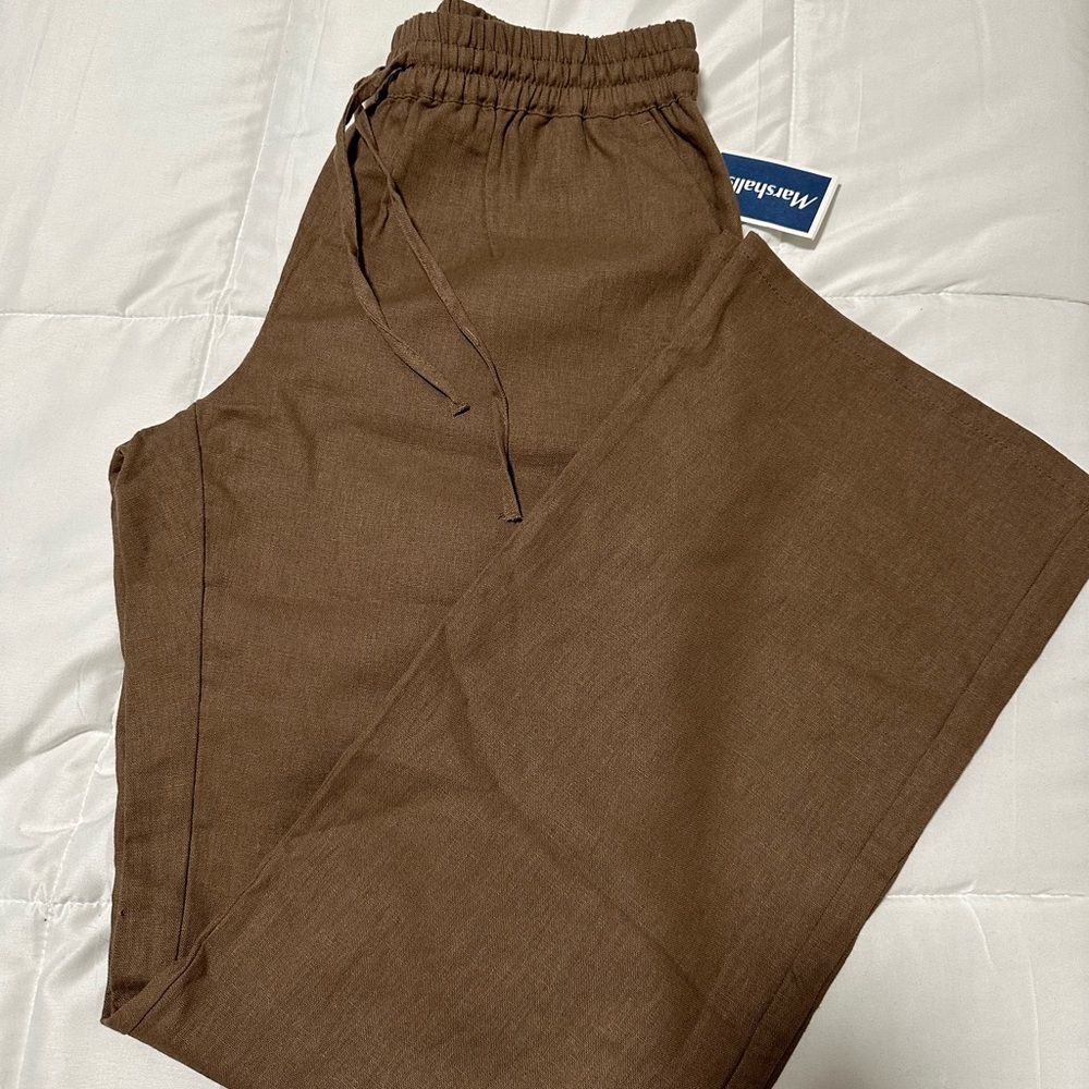 Love Tree Brown relax fit pants with Elastic Waistband
